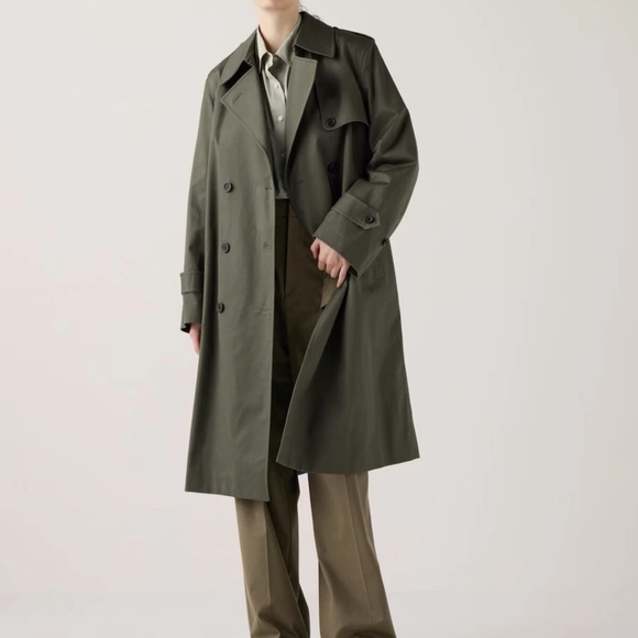 Olive Green Women's Trench Coat - Picture 6 of 7